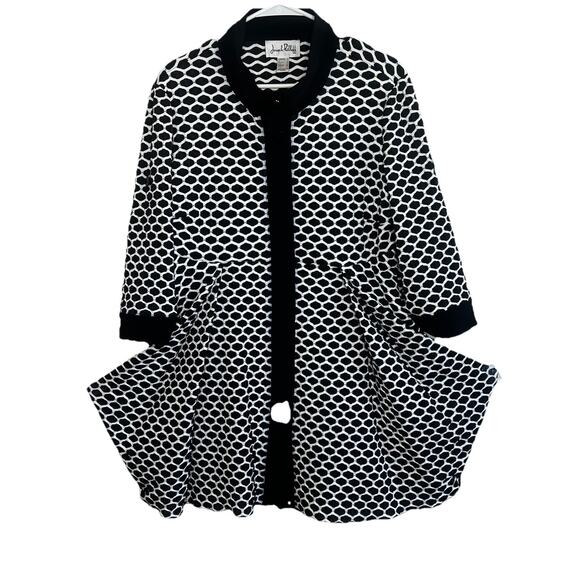 Joseph Ribkoff Size 14 White And Black Textured Jacket Lagenlook Art To Wear Af4 - Picture 1 of 9